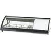 Ristoattrezzature Modello: 103672341021002,Vetrina frigo sushi 113,1x45x33h cm 4 gn 1/3 refrigerata da banco nera con vetro frontale curvo apribile e motore incorporato