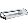 Ristoattrezzature Modello: 103672343022006,Vetrina frigo sushi 148,3x45x33h cm 6 gn 1/3 refrigerata da banco bianca con vetro frontale curvo apribile e motore incorporato