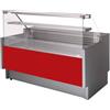 Risto Modello: 120960050013288,Banco refrigerato per macelleria e salumeria vetri dritti semi-ventilato rosso +2 +5 °C con vano riserva 104x78x126h cm