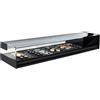 Risto Modello: 97860050021767,Vetrina frigo sushi 1216x410x245h mm refrigerata da banco nera vetri dritti con motore incorporato con piano liscio