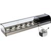 Ristoattrezzature Modello: 97910090060607,Vetrina frigo 1926x410x250h mm 8 vaschette gn 1/3 refrigerata da banco bianca vetri curvi con motore incorporato