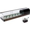 Ristoattrezzature Modello: 97950090020667,Vetrina frigo 1926x410x330h mm 8 vaschette gn 1/3 refrigerata da banco nera con mensola intermedia vetri curvi con motore incorporato