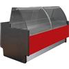 Risto Modello: 120970050013293,Banco refrigerato per macelleria e salumeria vetri curvi semi-ventilato rosso +2 +5 °C con vano riserva 104x89x126h cm