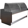 Risto Modello: 120970050063293,Banco refrigerato per macelleria e salumeria vetri curvi semi-ventilato bianco +2 +5 °C con vano riserva 104x89x126h cm