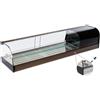Risto Modello: 97960040110667,Vetrina frigo 1926x410x330h mm refrigerata da banco argento con mensola intermedia vetri curvi con motore incorporato e piano liscio