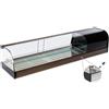 Ristoattrezzature Modello: 97960050060665,Vetrina frigo 1216x410x330h mm refrigerata da banco bianco con mensola intermedia vetri curvi con motore incorporato e piano liscio