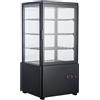 Ristoattrezzature Modello: 115480024422987,Frigo vetrina bibite pasticceria doppia temperatura 4 lati in vetro nera 68 lt +2 +10/+30 +90 °C 44,7x40x89,4h cm