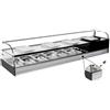 Ristoattrezzature Modello: 98210090060667,Vetrina frigo 1926x410x330h mm 8 vaschette gn 1/3 refrigerata da banco due piani bianca vetri curvi con motore incorporato