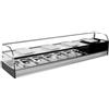 Ristoattrezzature Modello: 98210090110667,Vetrina frigo 1926x410x330h mm 8 vaschette gn 1/3 refrigerata da banco due piani argento vetri curvi con motore incorporato