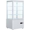 Ristoattrezzature Modello: 115480064422987,Frigo vetrina bibite pasticceria doppia temperatura 4 lati in vetro bianca 68 lt +2 +10/+30 +90 °C 44,7x40x89,4h cm