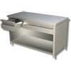 Ristoattrezzature Modello: 38550074003,Tavolo in acciaio inox con fianchi, schienale e cassetti profondità 700 mm 2000x700 mm 4 cassetti