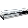 Ristoattrezzature Modello: 98270050110665,Vetrina frigo 1216x410x330h mm refrigerata da banco a due piani argento con vetri curvi motore incorporato e piano liscio