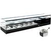 Ristoattrezzature Modello: 98300090060667,Vetrina frigo 1926x410x330h mm 8 vaschette gn 1/3 refrigerata da banco a due piani bianca con vetri dritti e con motore incorporato