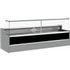 Ristoattrezzature Modello: 11068002952809,Banco refrigerato statico con vano riserva per salumeria e macelleria vetri apribili verso l'alto nero +4 +6°C 300x98x127h cm