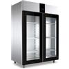 Ristoattrezzature Modello: 104440021099,Armadio congelatore refrigerato in acciaio inox 2 ante in vetro 1400 lt ventilato -10 -20°C