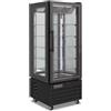 Risto Modello: 108140024053005,Vetrina pasticceria ventilata 4 lati in vetro 0 +8°C nero capacità 439 lt 85x65x195h cm