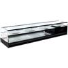 Ristoattrezzature Modello: 98310030020666,Vetrina frigo 1566x410x330h mm refrigerata da banco a due piani nera con vetri dritti motore incorporato e piano liscio