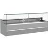 Ristoattrezzature Modello: 11068022952809,Banco refrigerato statico con vano riserva per salumeria e macelleria vetri apribili verso l'alto grigio +4 +6°C 300x98x127h cm
