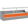 Risto Modello: 11068029952806,Banco refrigerato statico con vano riserva per salumeria e macelleria vetri apribili verso l'alto arancio +4 +6°C 150x98x127h cm