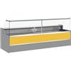Risto Modello: 11068031952806,Banco refrigerato statico con vano riserva per salumeria e macelleria vetri apribili verso l'alto giallo +4 +6°C 150x98x127h cm