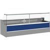 Risto Modello: 11068036952806,Banco refrigerato statico con vano riserva per salumeria e macelleria vetri apribili verso l'alto blu +4 +6°C 150x98x127h cm