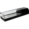 Ristoattrezzature Modello: 98430050662,Vetrina frigo 1216x415x260h mm refrigerata da banco nera vetri curvi con piano liscio e motore incorporato