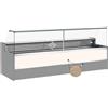 Risto Modello: 11068056952806,Banco refrigerato statico con vano riserva per salumeria e macelleria vetri apribili verso l'alto rovere chiaro +4 +6°C 150x98x127h cm