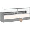 Risto Modello: 11068056952807,Banco refrigerato statico con vano riserva per salumeria e macelleria vetri apribili verso l'alto rovere chiaro +4 +6°C 200x98x127h cm