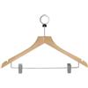 Ristoattrezzature Modello: 10555045,Kit 100 grucce in legno rifinitura acero spessore 1,2 cm con testa ricurva Ø 38mm, anello cromato antifurto e pinze porta pantaloni