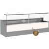 Risto Modello: 11068043952807,Banco refrigerato statico con vano riserva per salumeria e macelleria vetri apribili verso l'alto oro +4 +6°C 200x98x127h cm