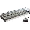 Ristoattrezzature Modello: 99010090020678,Vetrina frigo 1516x395x180h mm 8 vaschette gn 1/3 refrigerata da banco nera con vetri curvi, porte a ribaltina e motore remoto incluso