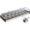 Ristoattrezzature Modello: 99010090060678,Vetrina frigo 1516x395x180h mm 8 vaschette gn 1/3 refrigerata da banco bianca con vetri curvi, porte a ribaltina e motore remoto incluso