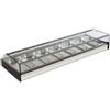 Ristoattrezzature Modello: 99020090060678,Vetrina frigo 1516x395x180h mm 8 vaschette gn 1/3 refrigerata da banco bianca con vetri dritti, porte a ribaltina e motore remoto incluso