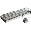 Ristoattrezzature Modello: 99020090110678,Vetrina frigo 1516x395x180h mm 8 vaschette gn 1/3 refrigerata da banco argento con vetri dritti, porte a ribaltina e motore remoto incluso
