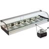Ristoattrezzature Modello: 99010090020686,Vetrina frigo 1516x410x250h mm 8 vaschette gn 1/3 refrigerata da banco nera con vetri curvi e motore remoto incluso