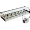 Ristoattrezzature Modello: 99010090060686,Vetrina frigo 1516x410x250h mm 8 vaschette gn 1/3 refrigerata da banco bianca con vetri curvi e motore remoto incluso