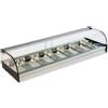 Ristoattrezzature Modello: 99010090110686,Vetrina frigo 1516x410x250h mm 8 vaschette gn 1/3 refrigerata da banco argento con vetri curvi e motore remoto incluso