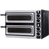 Ristoattrezzature Modello: 105930160012479,Forno elettrico pizzeria per pizza meccanico monofase con porta in vetro e luce 1+1 Pizza 2 camere da 41x36x9h cm - 4 termostati