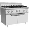 Ristoattrezzature Modello: 116310012113049,Cucina a gas 6 fuochi professionale su mobile 72 kW 120x90x114h cm
