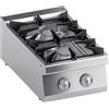 Ristoattrezzature Modello: 112030021642844,Cucina a gas 2 fuochi da banco con fiamma pilota 14.7 kW 40x70x25h cm