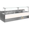 Ristoattrezzature Modello: 10991056942746,Banco refrigerato ventilato con vano riserva per salumeria e macelleria rovere chiaro 0 +2°C 150x109x128h cm