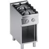 Ristoattrezzature Modello: 112050021642012,Cucina a gas 2 fuochi con vano aperto e fiamma pilota 14.7 kW 40x70x85h cm