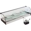 Ristoattrezzature Modello: 99150060021834,Vetrina frigo 2416x410x330h mm refrigerata da banco a due piani nera con vetri curvi, piano liscio e motore remoto incluso