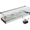 Ristoattrezzature Modello: 99170010021833,Vetrina frigo 2016x410x330h mm refrigerata da banco a due piani nera con vetri dritti, piano liscio e motore remoto incluso