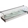 Ristoattrezzature Modello: 99170030060665,Vetrina frigo 1216x410x330h mm refrigerata da banco a due piani bianca con vetri dritti, piano liscio e motore remoto incluso