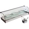 Ristoattrezzature Modello: 99170030110665,Vetrina frigo 1216x410x330h mm refrigerata da banco a due piani argento con vetri dritti, piano liscio e motore remoto incluso
