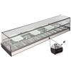 Ristoattrezzature Modello: 99240090021843,Vetrina frigo 1516x395x325h mm 8 vaschette gn 1/3 refrigerata da banco a due piani nera con vetri dritti, porte a ribaltina e motore remoto incluso