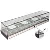 Ristoattrezzature Modello: 99240090111843,Vetrina frigo 1516x395x325h mm 8 vaschette gn 1/3 refrigerata da banco a due piani argento con vetri dritti, porte a ribaltina e motore remoto incluso