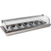 Ristoattrezzature Modello: 99260090110670,Vetrina frigo 1590x430x250h mm 8 vaschette gn 1/3 refrigerata da incasso argento con vetri curvi e motore remoto incluso
