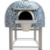 Ristoattrezzature Modello: 1173946055004,Forno a legna Salernitano con mosaico rifiniture in acciaio Ø 100 cm azzurro 4 pizze